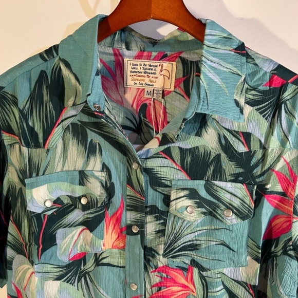 Sandrine Rose x Free People Hawaiian Pearl Snap Tropical Floral Shirt Size M - Picture 4 of 16